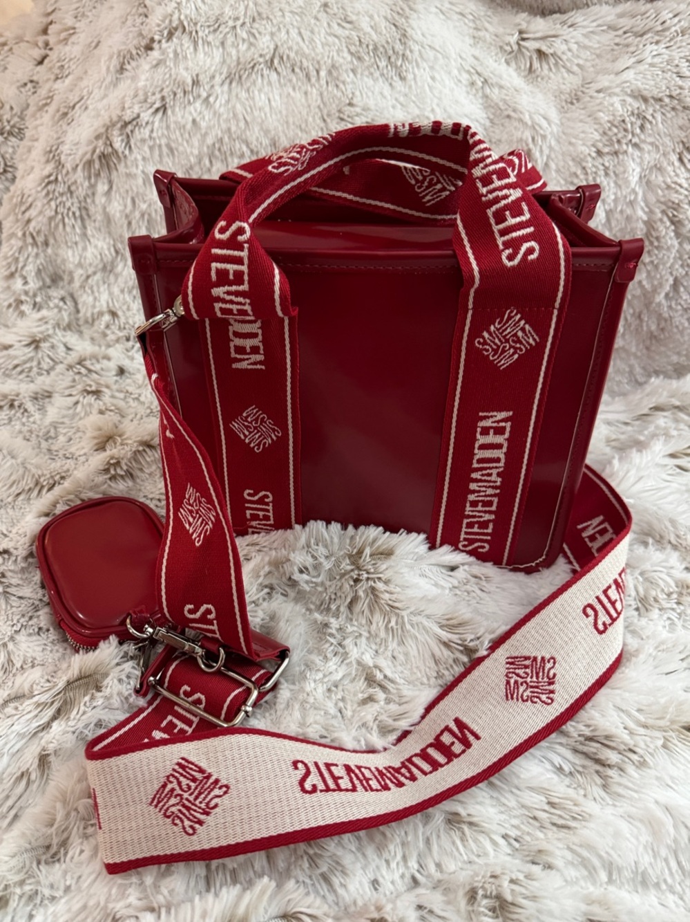 Steve Madden Red Crossbody Bag with Branded Detachable Strap
